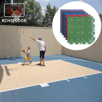 Carreaux de plancher de terrain de basket-ball en PP entrelacés d'une épaisseur de 1,27 cm résistant au glissement
