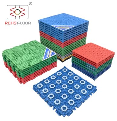 Chine Fabrication usine Carreaux de sport Matériau en polypropylène avec 52% d'absorption des chocs